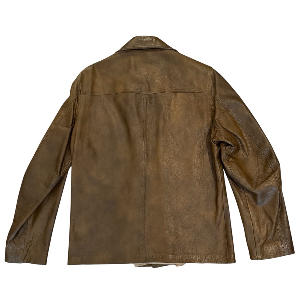 vintage 70s scully men’s leather jacket shirt brown western size 40 medium - Picture 6 of 11